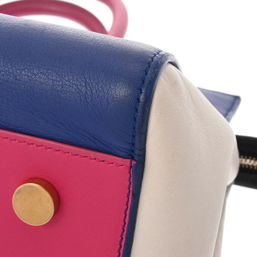 SAINT LAURENT Cavalieve Gauche Blue Pink White Leather Handbag - Picture 7 of 11